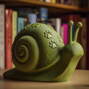 Sculpture d'Escargot Décoration d'Étagère | Figurine Animale Imprimée en 3D à Coquille Empreinte de Patte pour Bibliothèque, Bureau et Accent Déco Cosy