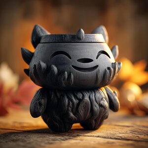 Urne Funéraire Créature Goblincore avec Couvercle | Boîte Souvenir Cendres d'Animal Imprimée en 3D pour Décoration Fantastique et Hommage Cosy