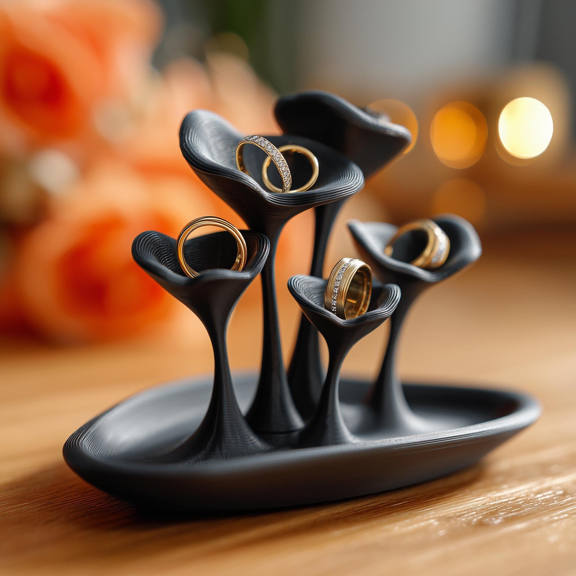 Support à Bijoux Imprimé en 3D | Coupelle à Bagues Champignon | Range-Bagues Moderne