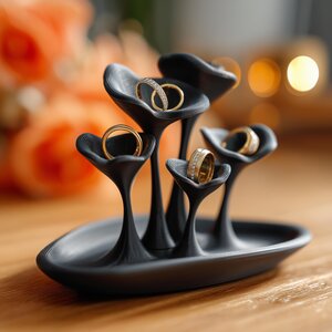 Support à Bijoux Imprimé en 3D | Coupelle à Bagues Champignon | Range-Bagues Moderne
