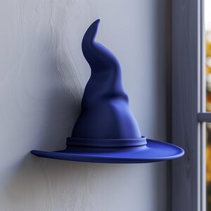 Étagère Murale Chapeau de Sorcier Imprimée en 3D | Décoration Magique de Chapeau de Sorcière Flottant | Accent Mural Minimaliste Unique pour Intérieurs Modernes et Bureaux