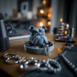 Range-Bijoux Bouledogue | Support à Bagues Chien | Plateau à Montres Homme Imprimé en 3D