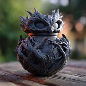 Urne Commémorative Corbeau Dark Fantasy avec Couvercle | Contenant Souvenir pour Cendres d'Animaux Imprimé en 3D pour Décor Gothique et Hommage