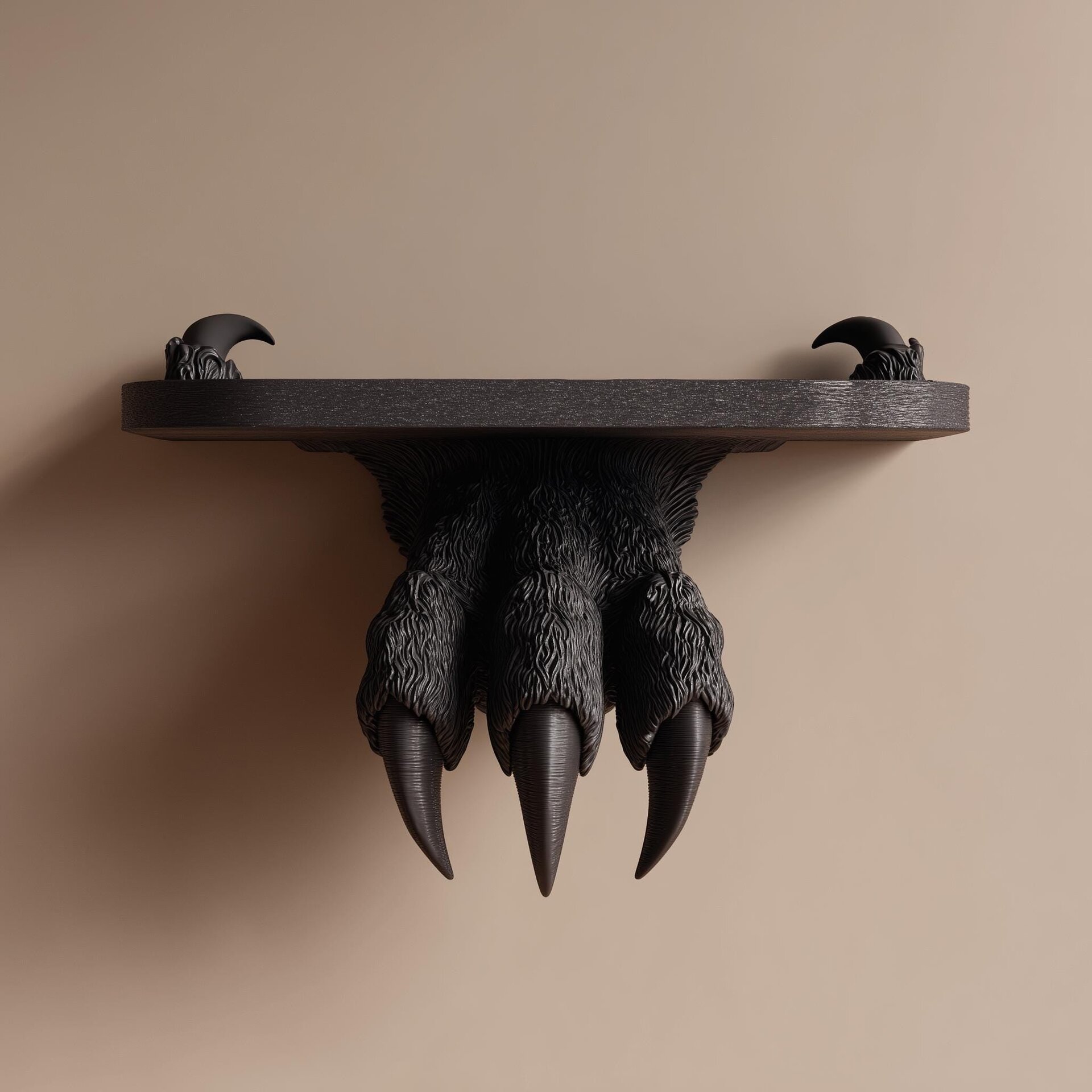 Étagère Murale Griffe de Monstre Imprimée en 3D | Tablette Flottante Dark Fantasy avec Serres de Bête | Décor Horreur pour Chambre Gothique, Salle de Jeu ou Autel