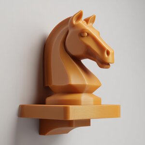 Étagère Murale Cavalier d'Échecs Imprimée en 3D | Support Flottant Classique de Stratégie avec Tête de Cheval | Déco Jeu de Société pour Bureau ou Salle de Jeux
