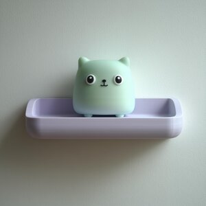 Étagère Murale Chat Imprimée en 3D | Rebord Flottant Minimaliste en Forme de Cube | Accent Déco Mignon et Moderne pour Chambres d'Enfants et Intérieurs Cosy