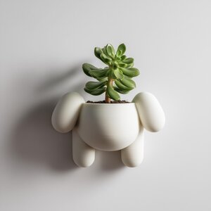 Pot Mural Chien Mignon | Jardinière Suspendue Kawaii Imprimée en 3D | Décoration Murale Minimaliste et Moderne pour Chambre d'Enfant et Intérieur Cosy