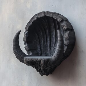 Étagère Murale Corne Dark Fantasy Imprimée en 3D | Support Flottant Bête Croissant | Déco Gothique pour Autel, Salle de Jeux ou Espace Rituel
