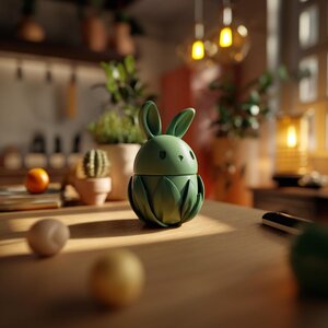Urne Commémorative Lapin avec Couvercle et Base Florale | Urne Funéraire pour Cendres d'Animaux Imprimée en 3D, Décoration d'Étagère et Souvenir