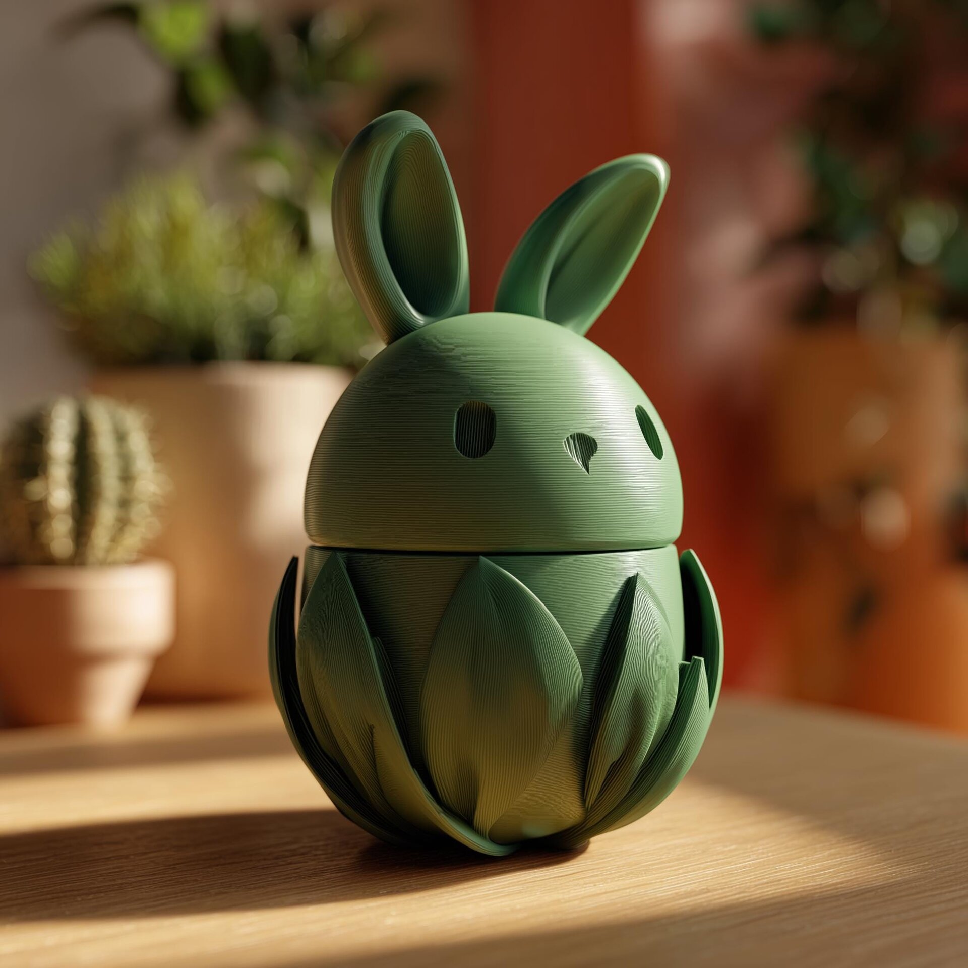 Urne Commémorative Lapin avec Couvercle et Base Florale | Urne Funéraire pour Cendres d'Animaux Imprimée en 3D, Décoration d'Étagère et Souvenir