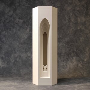 Tour Urne Mémorielle Chat | Souvenir Architectural Gothique à Arche Imprimé en 3D pour Cendres d'Animal | Décoration Mémorielle Moderne et Minimaliste, Cadeau de Sympathie pour la Maison