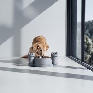 Support Château pour Gamelle d'Animal | Cadre de Nourrisseur Tourelle Fantastique Imprimé en 3D pour Chats et Chiens | Station d'Alimentation Surélevée, Décoration, Cadeau Médiéval pour Animaux