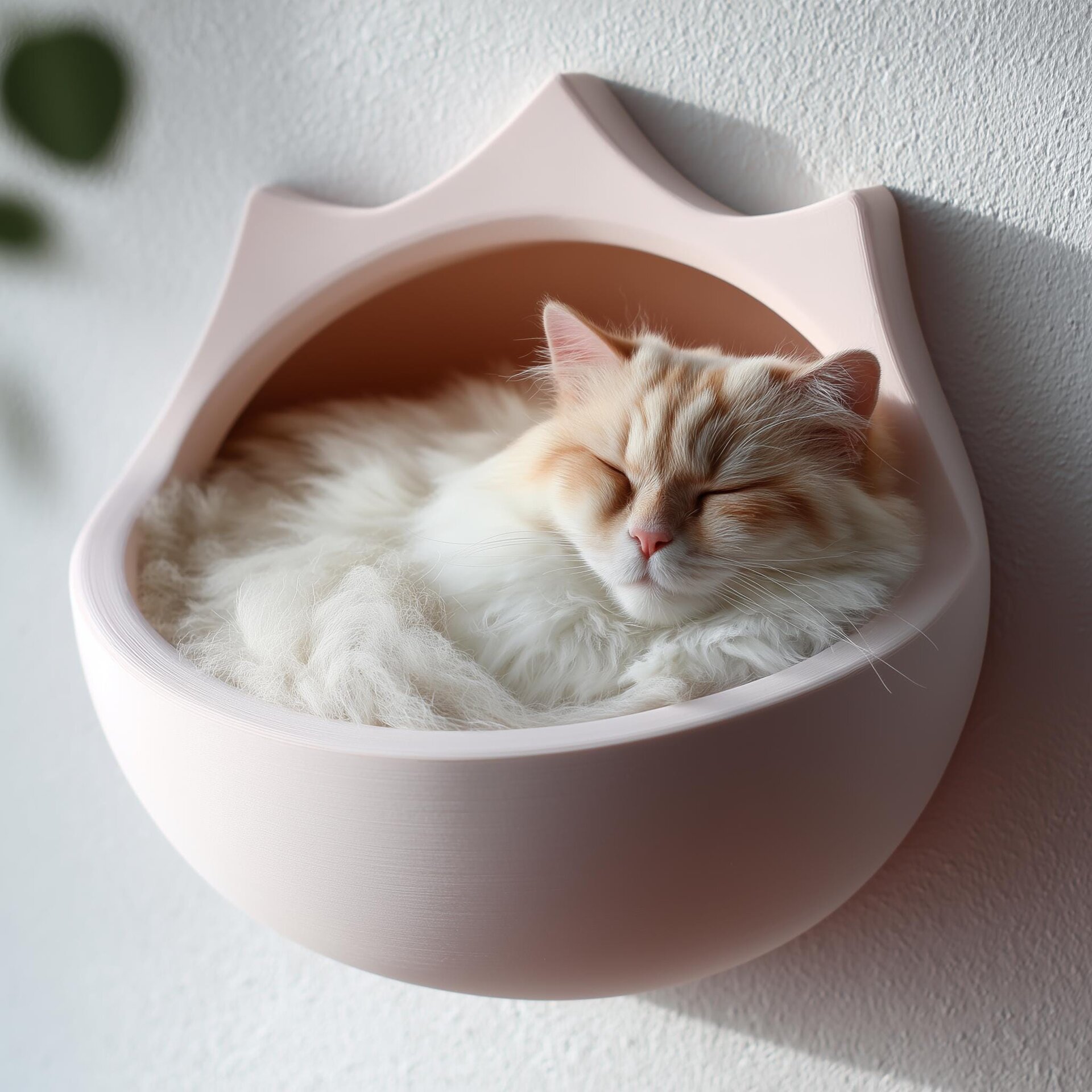 Lit pour Chat Mural en Forme de Couronne | Étagère-Grotte Flottante pour Chat Imprimée en 3D | Mobilier Moderne et Minimaliste pour Intérieurs Cosy