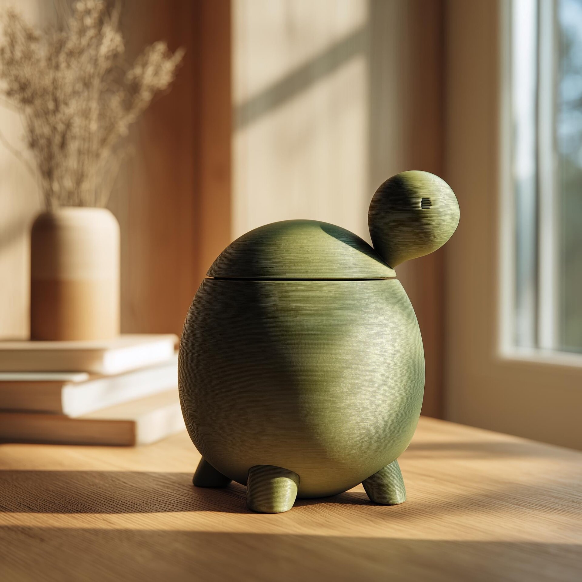 Urne Tortue pour Cendres d'Animal | Souvenir Mémorial Moderne Imprimé en 3D pour Tout Animal | Décoration Intérieure Verte et Minimaliste, Souvenir Funéraire, Cadeau de Sympathie, Deuil d'Animal