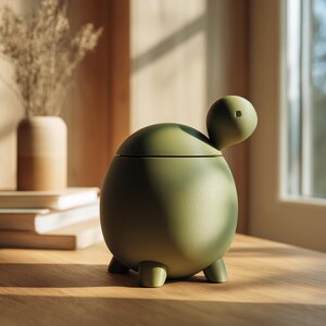 Urne Tortue pour Cendres d'Animal | Souvenir Mémorial Moderne Imprimé en 3D pour Tout Animal | Décoration Intérieure Verte et Minimaliste, Souvenir Funéraire, Cadeau de Sympathie, Deuil d'Animal