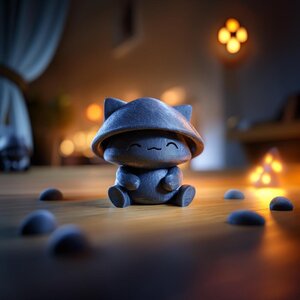 Urne Commémorative Chat Champignon avec Couvercle | Contenant Souvenir pour Cendres d'Animaux Imprimé en 3D pour Décor Fantasy, Hommage et Souvenir