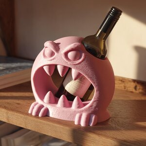 Porte-Bouteille de Vin Monstre | Support à Vin Créature Amusante Imprimé en 3D pour Bouteilles Standard | Décoration de Bar Fantastique