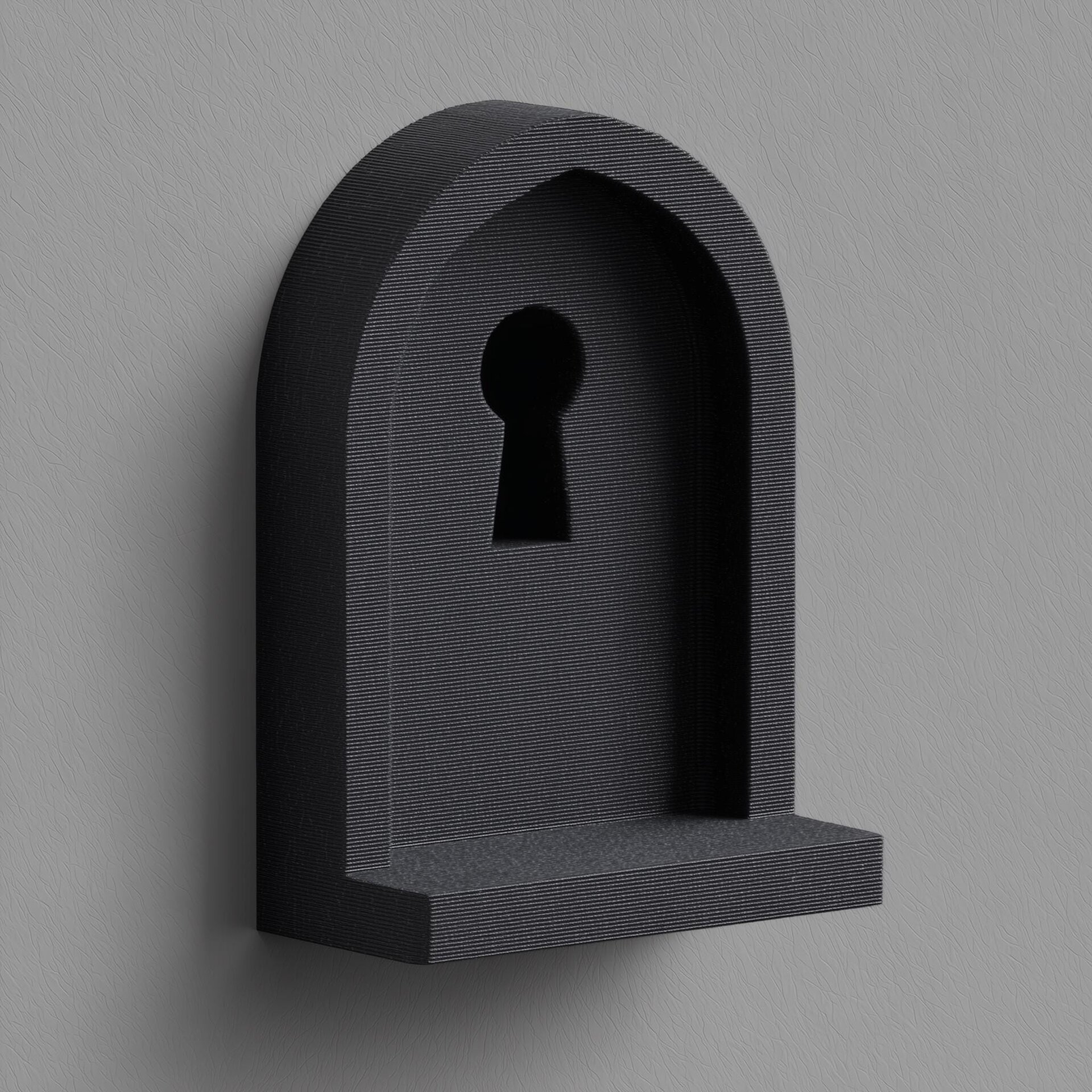 Étagère Murale Trou de Serrure | Étagère Murale Sculpturale Imprimée en 3D | Étagère Niche Dark Fantasy Minimaliste pour Intérieurs Gothiques Modernes