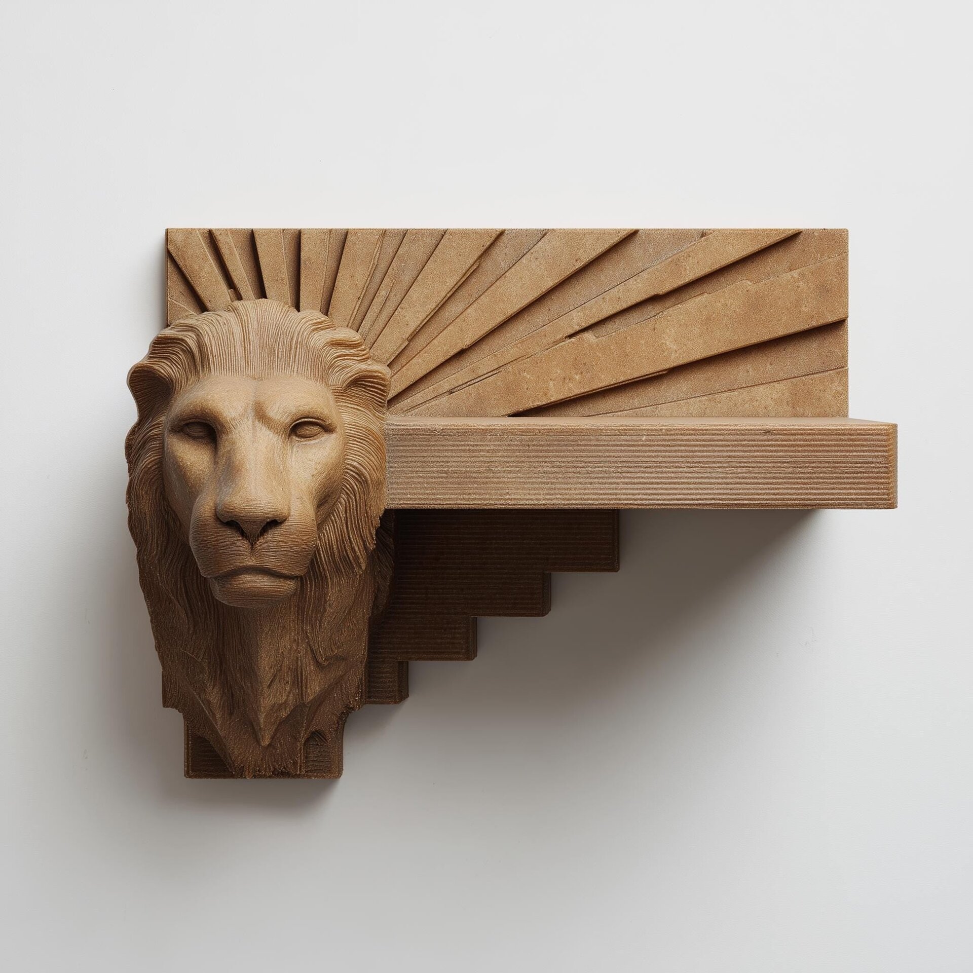 Étagère Murale Tête de Lion Imprimée en 3D | Tablette Flottante Zodiaque Lion | Décor Animal Art Déco pour les Passionnés d'Astrologie, Intérieurs Modernes et Murs