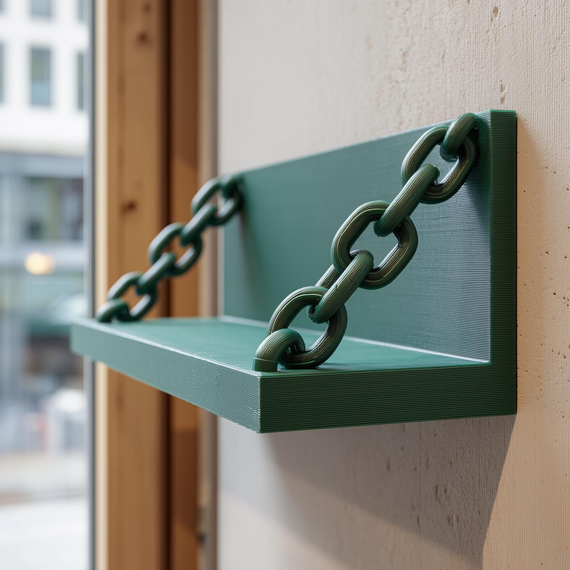 Étagère Murale à Chaîne Imprimée en 3D | Tablette Flottante Industrielle avec Chaînes | Étagère Minimaliste Moderne pour Intérieur Urbain, Loft ou Salle de Jeu