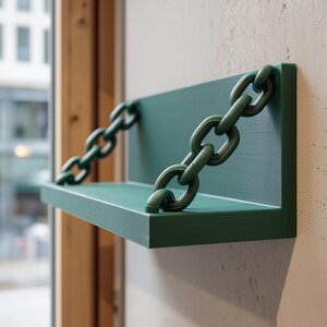 Étagère Murale à Chaîne Imprimée en 3D | Tablette Flottante Industrielle avec Chaînes | Étagère Minimaliste Moderne pour Intérieur Urbain, Loft ou Salle de Jeu