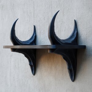 Étagère Murale Corne de Dragon Imprimée en 3D | Corniche Flottante Dark Fantasy | Décoration Créature Mythique pour Intérieurs Gothiques, Salles de Jeux et Murs