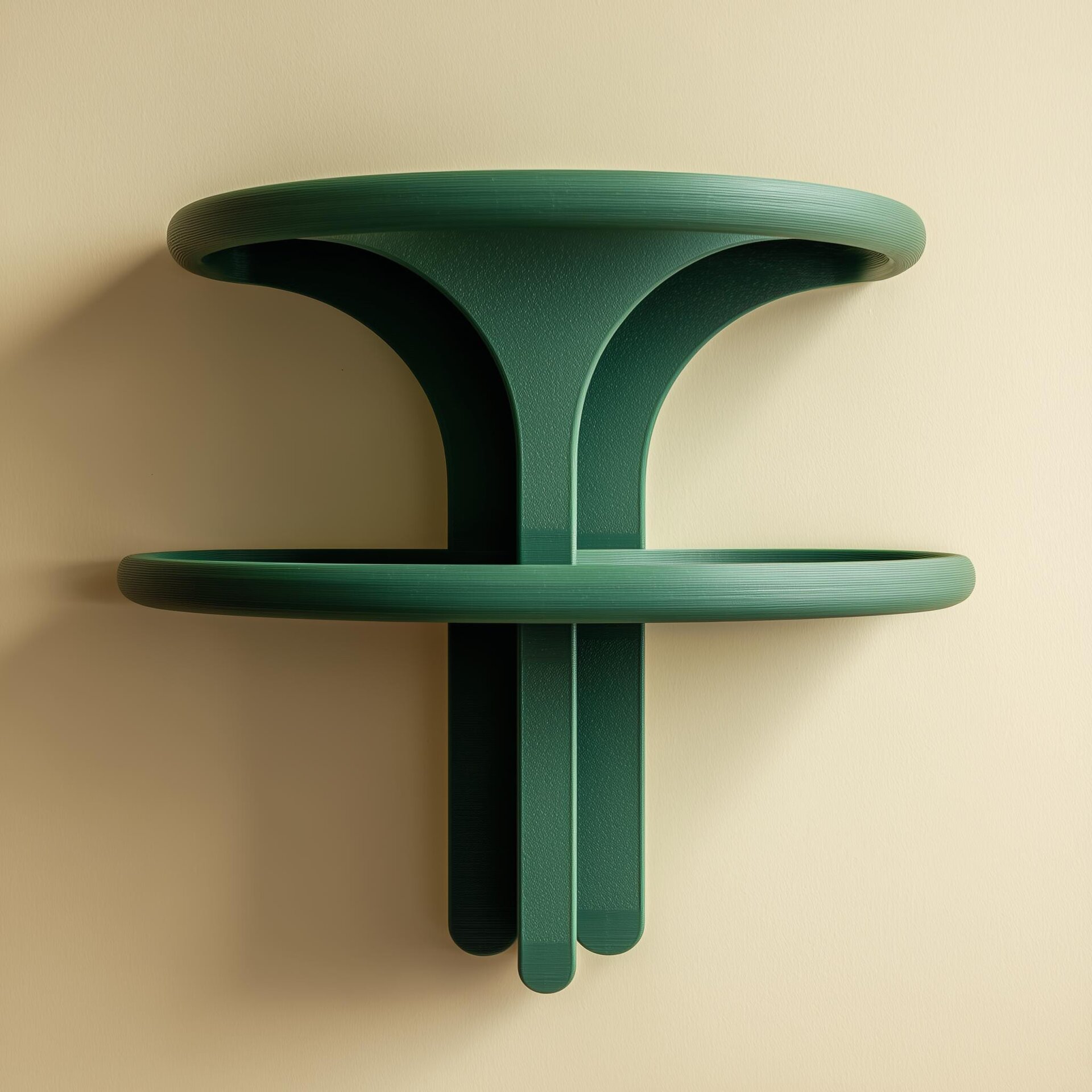 Double Tier Modern Wall Shelf | 3D Printed Sculptural Floating Display Ledge | Minimal Geometric Wall Decor for Entryway Plants, Keys, Art