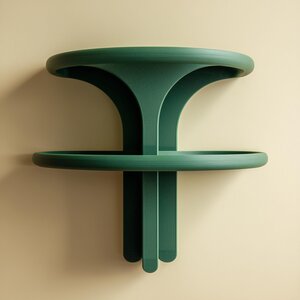 Étagère Murale Moderne à Double Niveau | Corniche d'Exposition Flottante Sculpturale Imprimée en 3D | Décoration Murale Géométrique Minimaliste pour Plantes, Clés et Objets d'Entrée