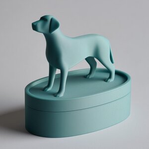 Urne Funéraire pour Animal en Forme de Figurine de Chien | Urne Commémorative Ovale Imprimée en 3D avec Couvercle Sculpture de Chien Debout | Décoration de Crémation Moderne et Minimaliste, Cadeau de Condoléances