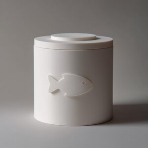 Urne Poisson pour Cendres d'Animal | Souvenir Funéraire Minimaliste Imprimé en 3D avec Couvercle pour Tout Animal | Décoration de Table Mémorielle Moderne, Cadeau de Sympathie et de Recueillement