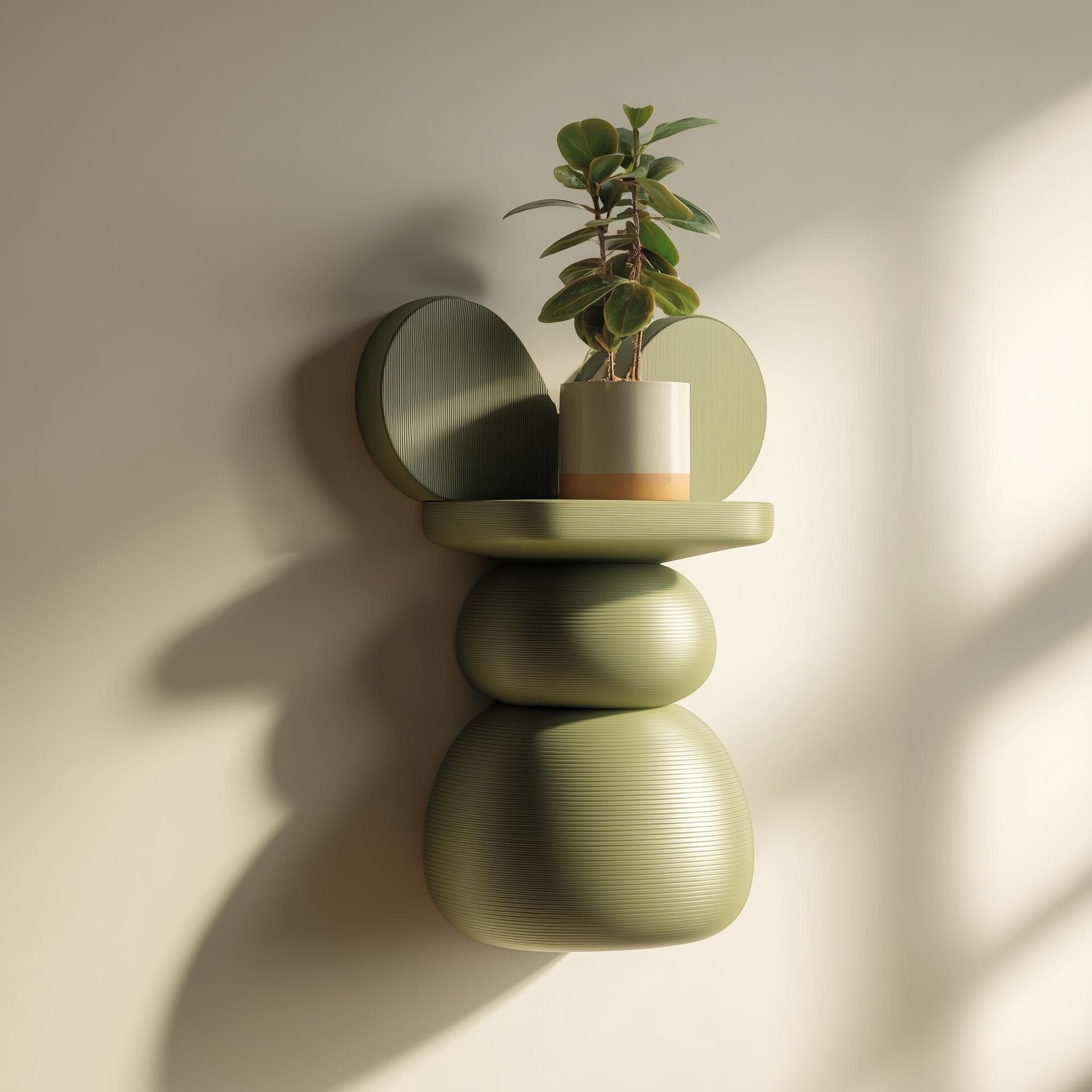 Étagère Murale Abstraite Imprimée en 3D | Tablette Flottante Sculpturale à Forme Organique Empilée | Décor Artistique Moderne pour Intérieurs Minimalistes et Design