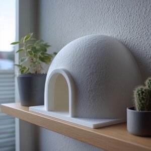 Décor Étagère Igloo Mignon | Présentoir Minimaliste Maison d'Hiver Imprimé en 3D | Accent Moderne pour Bureau ou Bibliothèque pour Intérieurs Nordiques Chaleureux