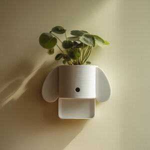 Étagère-Jardinière Murale Chien Minimaliste | Pot Suspendu Animal Mignon Imprimé en 3D | Décor Mural Kawaii Moderne pour Chambre d'Enfant et Intérieurs Ludiques