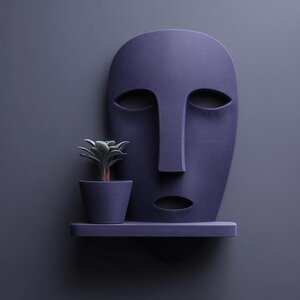 Étagère-Jardinière Murale Visage | Décor Mural Sculptural Imprimé en 3D avec Pot | Étagère d'Art Minimaliste et Moderne pour Plantes et Intérieurs