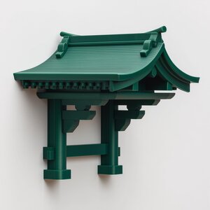 Décoration Murale Sanctuaire Japonais Imprimée en 3D | Décor Flottant Inspiré du Toit de Pagode | Décoration Zen Asiatique pour Intérieur Minimaliste, Autel ou Exposition