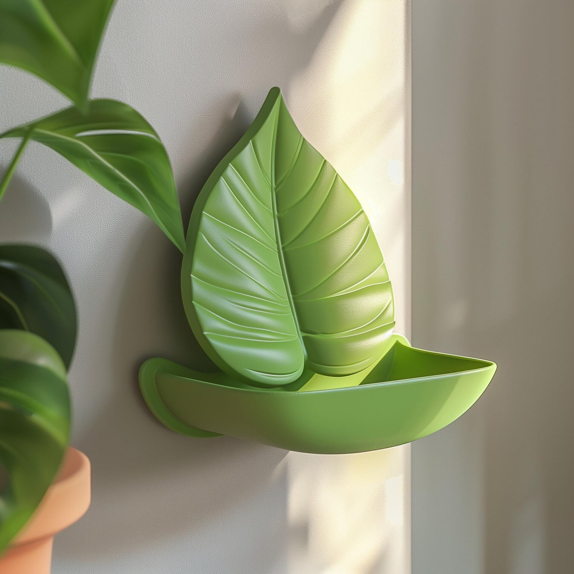 Étagère Murale Feuille Imprimée en 3D | Design d'Étagère Flottante Botanique Moderne | Décoration Intérieure Unique Inspirée de la Nature