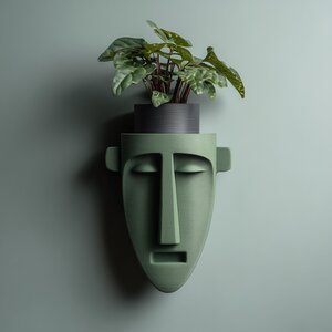 Sculpture Étagère Murale Visage | Décor Mural Sculptural Imprimé en 3D en Forme de Visage | Étagère Artistique Minimaliste pour Intérieurs Modernes