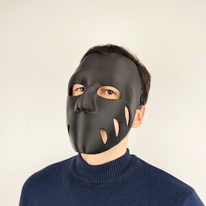 Masque Facial Noir Imprimé en 3D | Masque Cosplay Léger | Masque de Costume d'Horreur