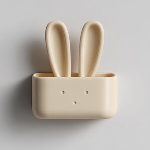 Étagère Murale Organisateur Lapin Imprimée en 3D | Pochette de Rangement d’Entrée avec Oreilles de Lapin Mignonnes | Accent Décoratif Minimaliste pour Nursery Cosy, Chambre d’Enfant et Maison