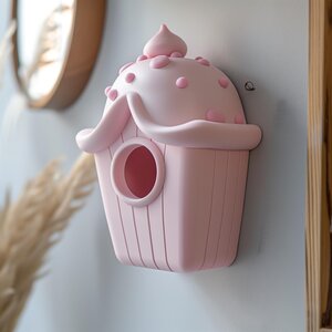 Nichoir Cupcake Imprimé en 3D à Suspendre | Accent de Maison Moderne et Ludique | Décoration 3D Minimaliste et Mignonne pour Cuisine ou Chambre d'Enfant