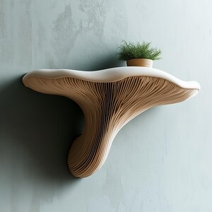 Étagère Murale Flottante Champignon | Décoration Murale Organique Imprimée en 3D | Accent Nature pour la Maison, Étagère Murale Moderne
