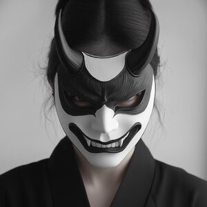 Masque Oni Imprimé en 3D | Masque de Démon Samouraï Japonais | Masque Cosplay Fantastique
