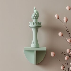 Décor mural Flambeau de la Liberté imprimé en 3D | Sculpture minimaliste moderne inspirée d'une statue pour le salon | Pièce d'accent symbolique unique pour la maison moderne