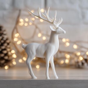 Figurine de Cerf Imprimée en 3D | Sculpture de Renne Moderne Minimaliste | Décor de Fêtes Unique pour la Maison