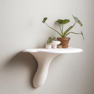 Étagère Murale Champignon Minimaliste | Étagère Imprimée en 3D Inspirée du Polypore Plat | Décoration Organique Moderne