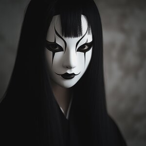 Masque de fantôme japonais | Masques d'horreur pour cosplay | Visage gothique fantomatique imprimé en 3D pour théâtre et Halloween