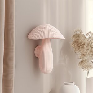 Décor mural champignon imprimé en 3D | Sculpture cannelée aux tons pastel doux | Accent minimaliste moderne pour intérieurs contemporains et studios créatifs
