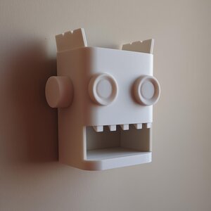 Décoration Organisateur Mural Robot Imprimé en 3D | Niche de Rangement Tête Rectangulaire Amusante pour Chambre d'Enfant, Clés d'Entrée, Courrier et Petits Objets du Quotidien