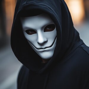 Masque Fantôme Souriant | Masque d'Halloween Inquiétant | Masque Cosplay Anonyme Imprimé en 3D