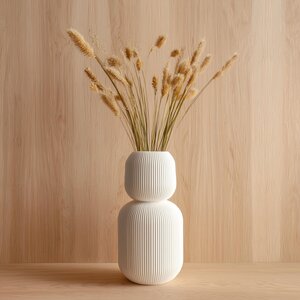 Vase Géométrique Imprimé en 3D | Vase Décoratif Moderne pour Fleurs Séchées | Accent Minimaliste pour la Maison